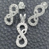 Sterling Silver Earring and Pendant Adult Set, Polished, Silver Finish, 10.398.0006