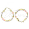 Oro Laminado Medium Hoop, Gold Filled Style Diamond Cutting Finish, Tricolor, 02.213.0155.1.30
