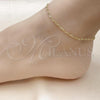 Oro Laminado Basic Anklet, Gold Filled Style Rolo Design, Diamond Cutting Finish, Golden Finish, 03.213.0310.10