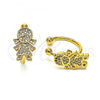Oro Laminado Earcuff Earring, Gold Filled Style Little Girl Design, with White Micro Pave, Polished, Golden Finish, 02.213.0397