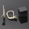 Oro Laminado Leverback Earring, Gold Filled Style with Dark Peridot Cubic Zirconia, Polished, Golden Finish, 5.128.100