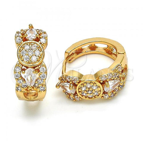 Oro Laminado Huggie Hoop, Gold Filled Style with White Cubic Zirconia, Polished, Golden Finish, 02.264.0024.20