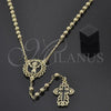 Oro Laminado Medium Rosary, Gold Filled Style Divino Niño Design, Golden Finish, 09.59.0012