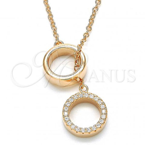 Sterling Silver Pendant Necklace, with White Cubic Zirconia, Polished, Rose Gold Finish, 04.336.0103.1.16