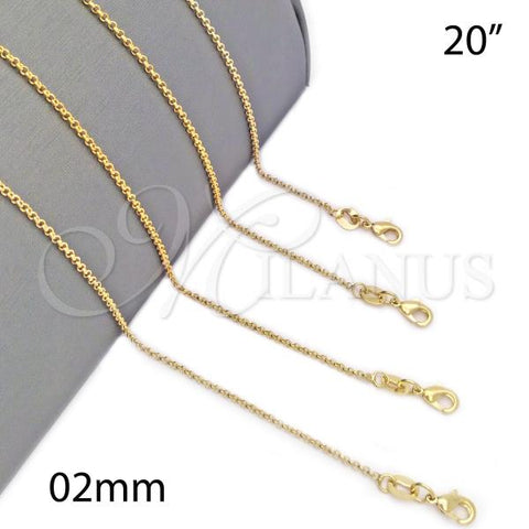 Oro Laminado Basic Necklace, Gold Filled Style Rolo Design, Golden Finish, 04.09.0170.1.20