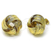 Oro Laminado Stud Earring, Gold Filled Style Chunky Design, Diamond Cutting Finish, Golden Finish, 02.213.0691