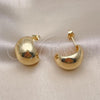 Oro Laminado Stud Earring, Gold Filled Style Chunky Design, Polished, Golden Finish, 02.163.0242