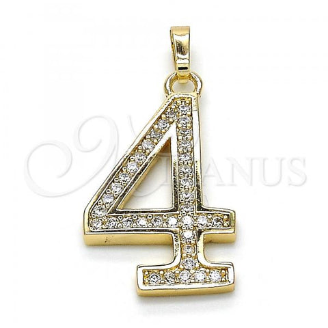 Oro Laminado Fancy Pendant, Gold Filled Style with White Cubic Zirconia, Polished, Golden Finish, 05.185.0024