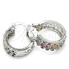 Rhodium Plated Small Hoop, with Multicolor Cubic Zirconia, Polished, Rhodium Finish, 02.210.0288.7.20
