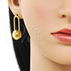 Oro Laminado Dangle Earring, Gold Filled Style Ball Design, Polished, Golden Finish, 02.368.0100