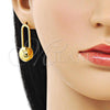 Oro Laminado Dangle Earring, Gold Filled Style Chunky Design, Polished, Golden Finish, 02.368.0100