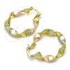 Oro Laminado Medium Hoop, Gold Filled Style Diamond Cutting Finish, Tricolor, 02.170.0414.30