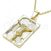Oro Laminado Fancy Pendant, Gold Filled Style Jesus Design, Polished, Golden Finish, 05.213.0127