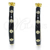 Oro Laminado Stud Earring, Gold Filled Style Star Design, with White Cubic Zirconia, Black Enamel Finish, Golden Finish, 02.362.0005.5