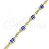 Oro Laminado Fancy Bracelet, Gold Filled Style Elephant Design, Blue Enamel Finish, Golden Finish, 03.213.0141.1.08