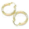 Oro Laminado Medium Hoop, Gold Filled Style Diamond Cutting Finish, Tricolor, 5.138.013.1.30