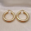 Oro Laminado Medium Hoop, Gold Filled Style Hollow Design, Diamond Cutting Finish, Golden Finish, 02.163.0317.40