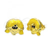 Oro Laminado Stud Earring, Gold Filled Style Little Girl Design, Yellow Enamel Finish, Golden Finish, 02.16.0099