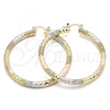 Oro Laminado Large Hoop, Gold Filled Style Diamond Cutting Finish, Tricolor, 02.170.0242.1.50