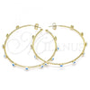 Oro Laminado Large Hoop, Gold Filled Style Evil Eye Design, White Enamel Finish, Golden Finish, 02.213.0219.1.50