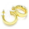 Oro Laminado Stud Earring, Gold Filled Style Chunky Design, Polished, Golden Finish, 02.163.0152