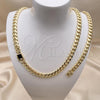 Oro Laminado Necklace and Bracelet, Gold Filled Style Chunky Design, Polished, Golden Finish, 06.213.0024