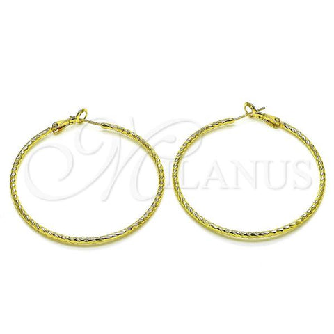 Oro Laminado Large Hoop, Gold Filled Style Diamond Cutting Finish, Golden Finish, 02.93.0010.50