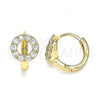 Oro Laminado Huggie Hoop, Gold Filled Style with White Cubic Zirconia, Polished, Golden Finish, 02.210.0646.15