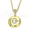 Oro Laminado Fancy Pendant, Gold Filled Style Initials Design, with White Cubic Zirconia, Polished, Golden Finish, 05.341.0012