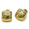 Oro Laminado Stud Earring, Gold Filled Style Diamond Cutting Finish, Golden Finish, 02.163.0387