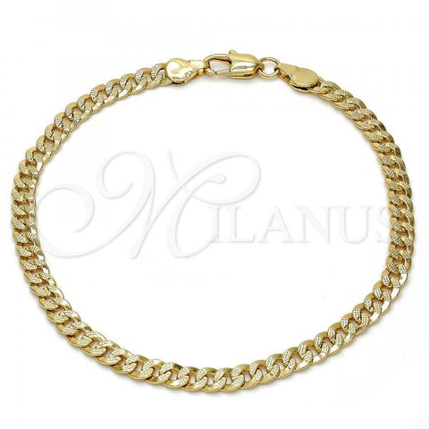 Gold Tone Basic Bracelet, Pave Cuban Design, Polished, Golden Finish, 04.242.0035.09GT