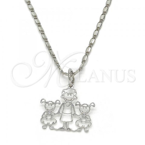Rhodium Plated Pendant Necklace, Little Girl Design, Polished, Rhodium Finish, 04.106.0009.1.20