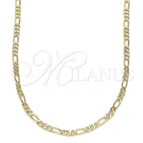 Oro Laminado Basic Necklace, Gold Filled Style Figaro Design, Polished, Golden Finish, 04.213.0238.18