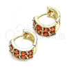 Oro Laminado Huggie Hoop, Gold Filled Style with Garnet Cubic Zirconia, Polished, Golden Finish, 02.210.0615.12