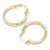 Oro Laminado Small Hoop, Gold Filled Style Diamond Cutting Finish, Tricolor, 02.213.0154.1.25