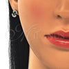 Sterling Silver Stud Earring, with Green and White Cubic Zirconia, Polished, Rhodium Finish, 02.369.0008.1
