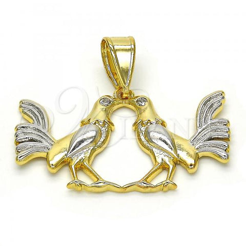 Oro Laminado Fancy Pendant, Gold Filled Style with White Cubic Zirconia, Polished, Two Tone, 05.253.0036