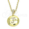 Oro Laminado Fancy Pendant, Gold Filled Style Initials Design, with White Cubic Zirconia, Polished, Golden Finish, 05.341.0016