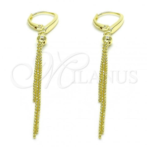 Sterling Silver Long Earring, Polished, Golden Finish, 02.186.0164