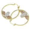 Oro Laminado Medium Hoop, Gold Filled Style Guadalupe and Flower Design, Diamond Cutting Finish, Tricolor, 02.351.0102.35