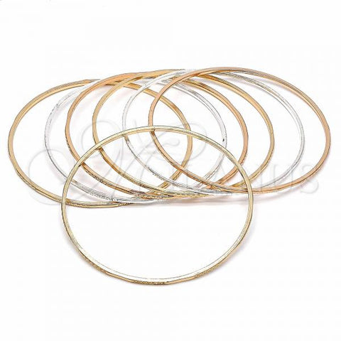 Gold Plated Semanario Bangle, Diamond Cutting Finish, Tricolor, 03.08.0117.05 (02 MM Thickness, Size 5 - 2.50 Diameter)