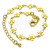 Oro Laminado Fancy Bracelet, Gold Filled Style Four-leaf Clover Design, White Enamel Finish, Golden Finish, 03.386.0009.06