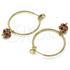 Oro Laminado Medium Hoop, Gold Filled Style with Garnet Crystal, Polished, Golden Finish, 02.63.2736.1.30