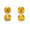 Stainless Steel Stud Earring, with White Crystal, Polished, Golden Finish, 02.271.0003