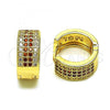 Oro Laminado Huggie Hoop, Gold Filled Style with Garnet and White Micro Pave, Polished, Golden Finish, 02.195.0072.1.15