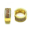Oro Laminado Huggie Hoop, Gold Filled Style with Garnet and White Micro Pave, Polished, Golden Finish, 02.195.0072.1.15