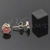 Oro Laminado Stud Earring, Gold Filled Style Flower Design, Orange Enamel Finish, Golden Finish, 02.64.0362 *PROMO*