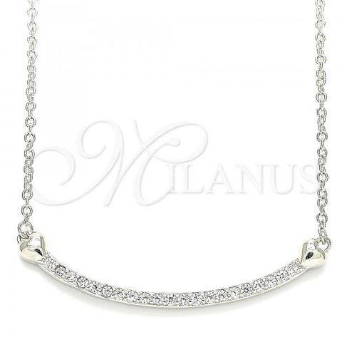 Sterling Silver Pendant Necklace, Heart Design, with White Cubic Zirconia, Polished, Rhodium Finish, 04.336.0182.16