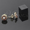 Oro Laminado Stud Earring, Gold Filled Style Flower Design, with White Crystal, Red Enamel Finish, Golden Finish, 02.64.0224 *PROMO*