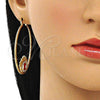 Oro Laminado Large Hoop, Gold Filled Style Evil Eye Design, with White Crystal, Red Enamel Finish, Golden Finish, 02.380.0077.1.50
